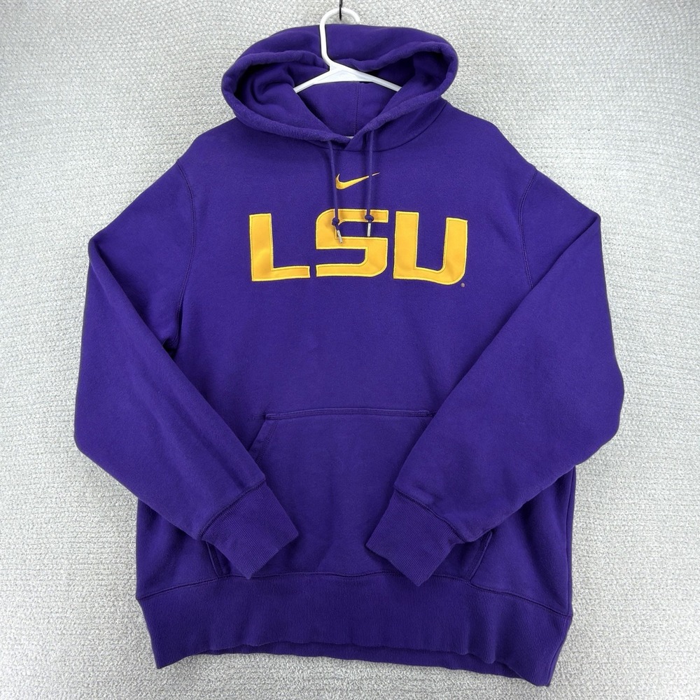 Nike LSU Tigers Hoodie Mens XL Purple Gold Applique NCAA Football Swoosh